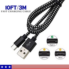 10FT Type C Data Cable Fast Charging USB-A to USB-C Charger Cord For Phone Lot picture
