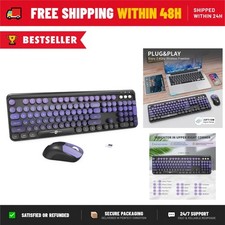 Wireless Keyboard and Mouse Combo 2.4G Full-Sized Retro Typewriter 104 Round picture