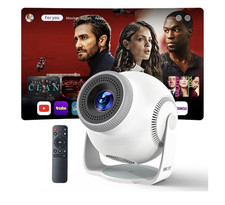 Smart Mini Projector with WiFi 6 and Bluetooth 5.4, White Android 14 OS picture