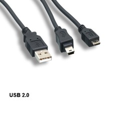 Kentek 5' 2-in-1 USB 2.0 A to Mini B + Micro B Splitter-Cord PDA MP3 MP4 PS3 PS4 picture