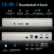 WAVLINK Thunderbolt 4 Dock: 15-in-1 98W Charging 8K@30Hz Quad 4K@60Hz for Mac/PC picture