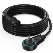12 FT Monitor Power Cord, 360° Rotating Flat Plug, UL Certified, NEMA 5-15P picture