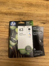 NEW ~ HP 63 2-Pack Black/Tri-Color Original Ink Cartridges Expired August 2021 picture