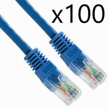 100 Pack Lot - 7ft CAT6 Ethernet Network LAN Router Patch Cable Cord Wire Blue picture
