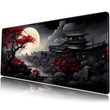 Riverside Full Moon Japanese Desk Mat Black Red Large Gaming Mouse Pad XXL picture