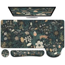 Desk Cover Mat, 4in1 Floral Large Pad with Wrist Rest, Desk Matt for Desktop,... picture