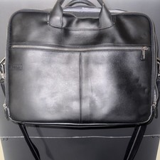 Dell Genuine Leather Laptop Briefcase Messenger Bag Black Shoulder Carrying Case picture