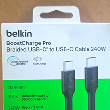 Belkin BoostCharge Pro Braided USB-C to USB-C 240W Fast Charge Cable 2m Black picture