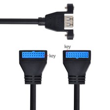 Cablecy USB 3.0 Single Port A Female Screw Mount Type to Down Angled Motherboard picture