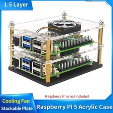Raspberry Pi 5 Acrylic Case 1-5 Layer Transparent Enclosure With Cooling Fans picture