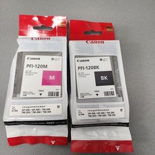 Genuine Canon PFI-120M Magenta + PFI-120BK Black Ink Tank 130mL TM-200 TM-300 picture