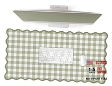 Scalloped‌ Green Checkered Desk Mat Cute Pastel Large Gaming Mouse Pad A1-green picture