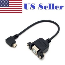 90 Degree Left Angled Micro USB 5pin Male to USB B Female Panel Mount Type Cable picture