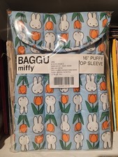 NEW BAGGU x Miffy Orange Tulips Blue Puffy Quilted 16