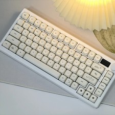 MAIMOOO 124 Key PBT Keycaps Milky White Cat MOA Profile Mechanical Keyboard picture