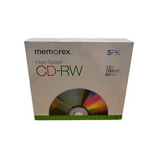 Memorex High Speed CD RW 12x Data 700MB 80 Min Blank CD 5 Total Disks Sealed NEW picture