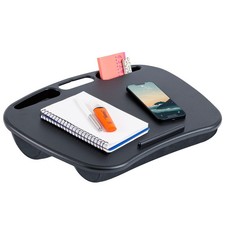 Portable Black Lap Desk For Laptops With Cushioned Support And Storage Wells picture