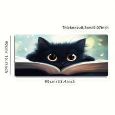 1 Large-sized Esports Gaming Mouse Pad Featuring an Adorable Black Cat on a Bo picture