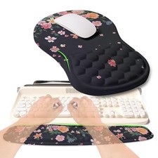 2in1 Ergonomic Wave Rise Keyboard Wrist Rest Massage Slope Mouse Pad Pink picture