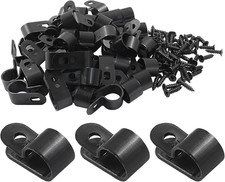 50 Pack 1/2 Inch R-Type Cable Clips Cable Clamp Black Mounting Clip | Nylon Wire picture