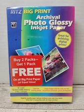 Ritz Big Print Archival Photo Glossy 4X6 Inkjet Paper 100 pack NEW SEALED picture