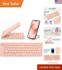 Mini Foldable Bluetooth Keyboard for Smartphones and Tablets, Pink picture