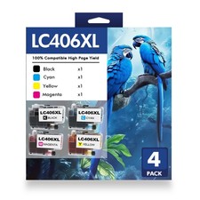 4Pack Compatible LC406 LC-406XL Extra Capacity Ink Cartridge for Brother Printer picture
