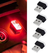 4 PCS USB LED Car Interior Atmosphere Lamp, Portable Mini Auto LED Decor Night L picture
