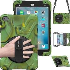 iPad Mini 4 Case, Camo, Rugged, Hand Strap, 60 Degree, Shoulder Strap, Kickstand picture