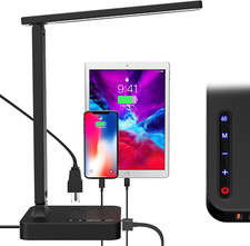 LED Desk Lamp with 3 USB Charging Ports,2 AC Outlet,3 Color Modes 3 Brightness L picture