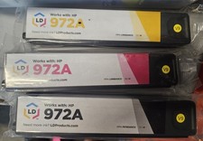 3-Pack LD Compatible Ink Cartridges for HP 972A – Black Magenta Yellow – NEW picture