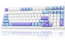 AULA F99 Mechanical Keyboard White Blue Purple 99-Key RGB Wireless Open Box picture
