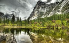 Landscape nature r lake mountains trees clouds stones Custom Gaming Mat Desk picture