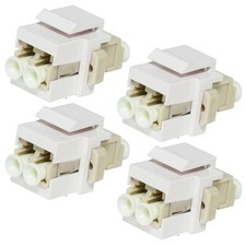 4 Pcs LC Fiber Optic Optical Network Keystone Jack Coupler Insert Snap In White picture
