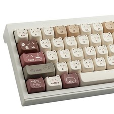 PBT Keycaps 142 Keys Cute Keycaps Dye-Sublimation Coffee Cat Keycap Mao Profi... picture
