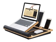 Foldable Wooden Laptop Stand for Desk – Adjustable & Portable Lapdesk with Cu... picture