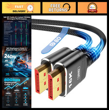10FT DisplayPort 2.1 Cable, 80Gbps, 16K@60Hz, 8K@120Hz, 4K@240Hz - Ultra High Sp picture