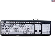 Large Print Computer Keyboard | Visually Impaired Keyboard | High Contrast Bl... picture