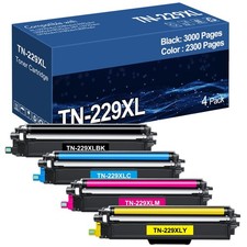 TN229XL 4Pk High Yield Color Toner Cartridge WITH CHIP for Brother HL-L3295CDW picture