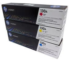 NEW Genuine HP 130A Toner Cartridge CF351A Cyan CF352A Yellow CF353A Magenta SET picture