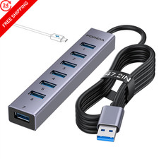 FORIDA Aluminum 8-Port USB Hub Long Cable Splitter A, 47.2in Gray picture