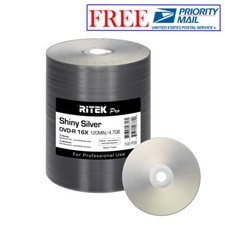 100 Pack Ritek Pro DVD-R 16X 4.7GB Shiny Silver Lacquer Blank Recordable Disc picture