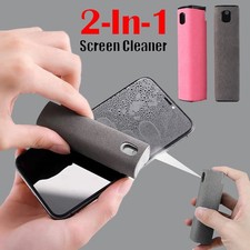 2pcs Phone Screen Cleaner Spray Microfiber Cloth Set Computer Black picture
