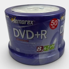 Memorex 50 Pack DVD+R 16X 4.7 GB 120 Minutes Spindle Blank Factory Sealed picture
