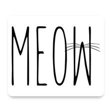 Meow Text With Cat Whiskers Minimalist Black White Typography Mouse Pad picture