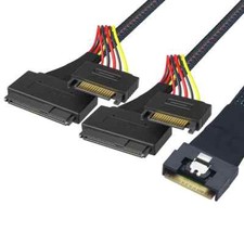 Slimline SAS SFF-8654 8i to 2X SFF-8639 U.2 with 15P SATA Power Adapter Cable picture