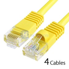 4x 25FT CAT5e Cable Ethernet Lan Network CAT5 RJ45 Patch Cord Internet Yellow picture