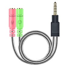 Headphone Mic Splitter, 3.5mm Headset Adapter (Microphone + Audio) 2 TRS Fema... picture