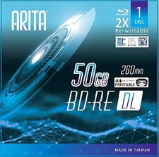 1 Pack Arita BD-RE DL Rewritable 50GB Double Layers 2X 260Min White Inkjet Hu... picture