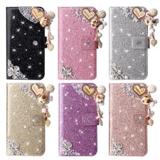 Luxury Diamond Love Wallet Cover Case For 17 16 15 14 13 12 11 Pro Max XR 16E picture